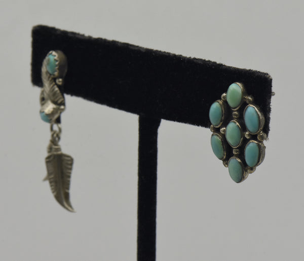 MISMATCHED Vintage Handmade Sterling Silver Turquoise Earrings