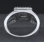 Sterling Silver Princess Cut Cubic Zirconia Halo Ring - Size 6