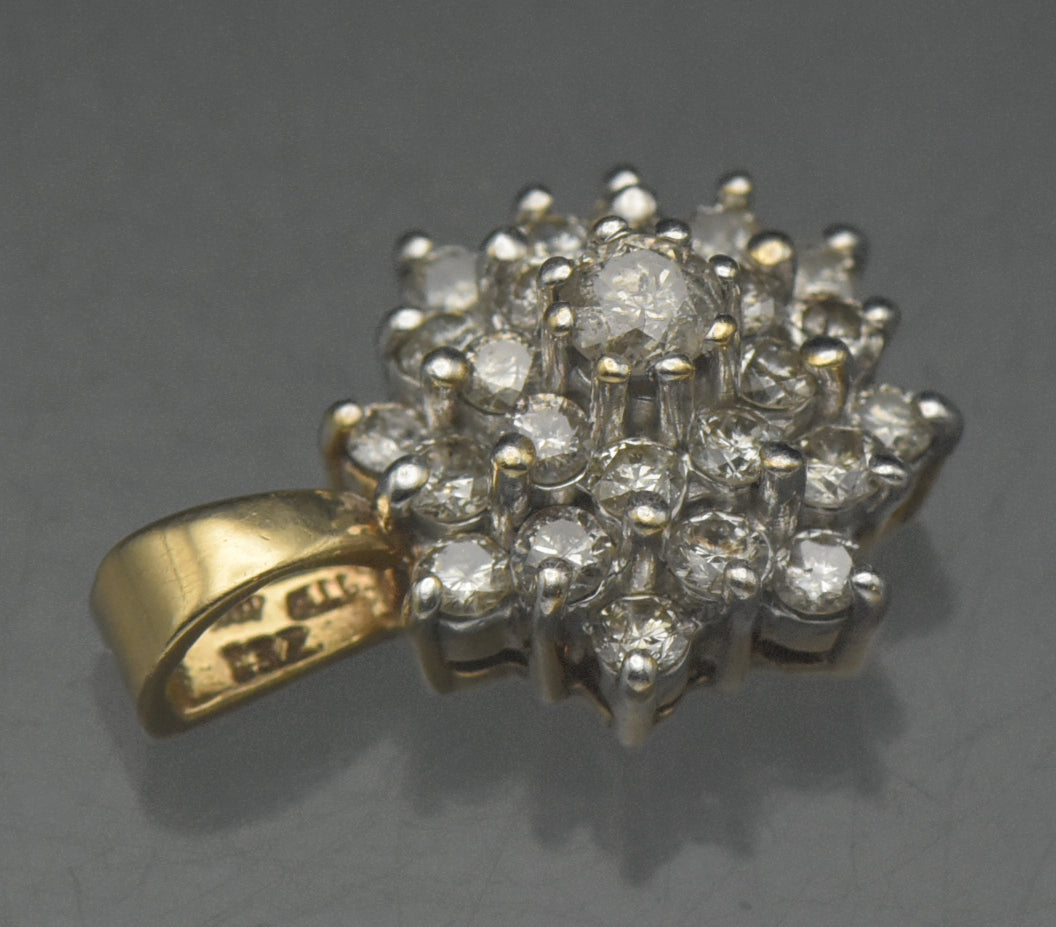 Vintage 10k Gold and Diamonds Tiered Pendant