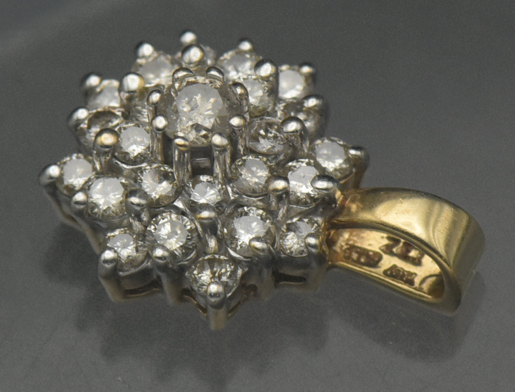 Vintage 10k Gold and Diamonds Tiered Pendant