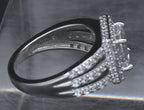 Sterling Silver Princess Cut Cubic Zirconia Halo Ring - Size 6