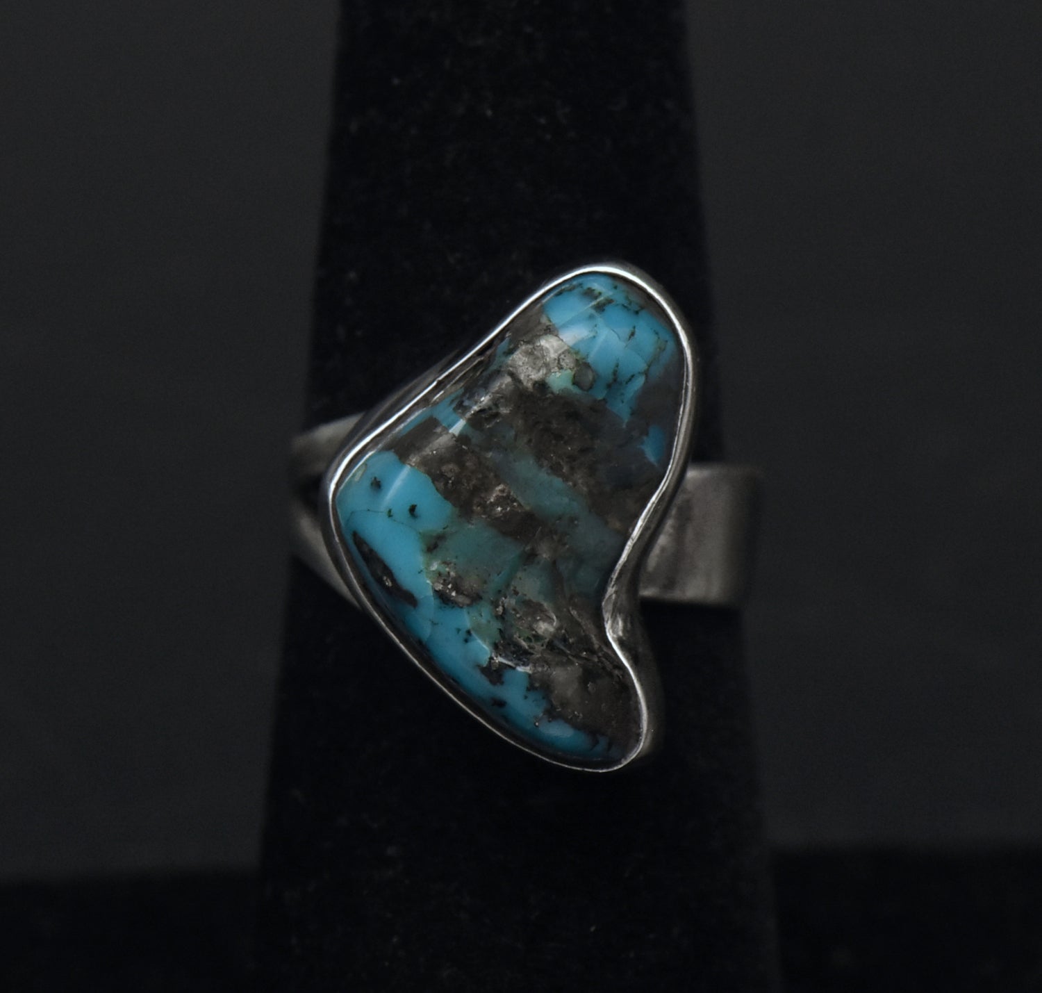 Vintage Handmade Sterling Silver Turquoise Ring - Size 6.25