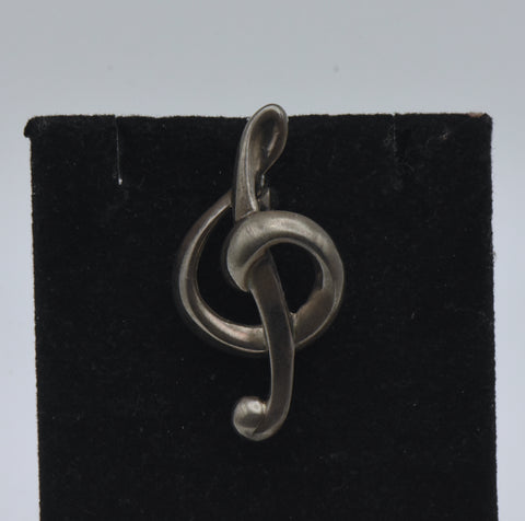 Vintage Sterling Silver Treble Clef Brooch