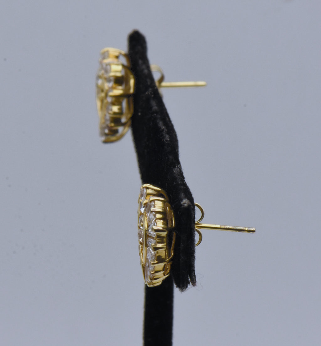 Vintage Cubic Zirconia Vermeil Heart Stud Earrings