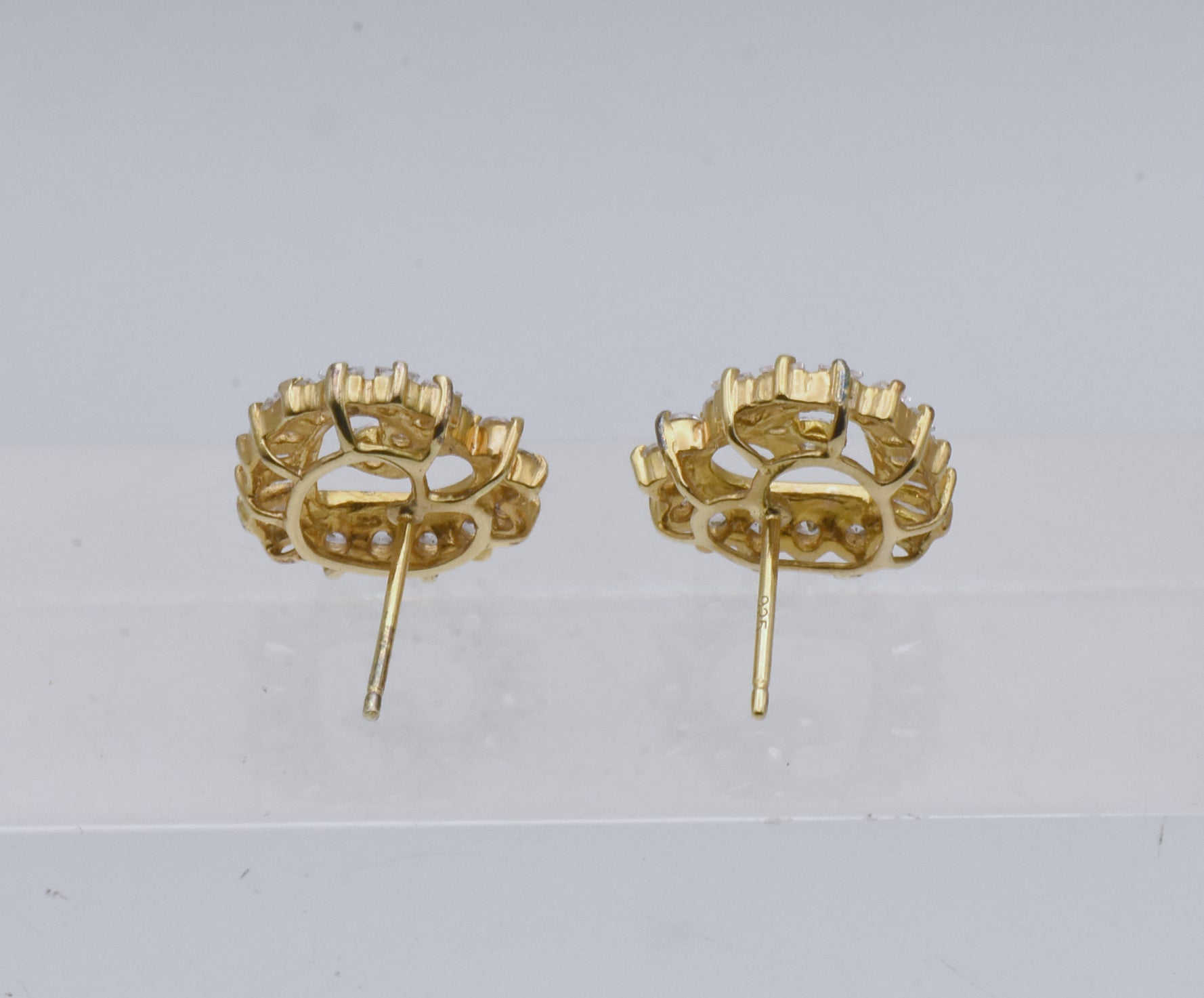 Vintage Cubic Zirconia Vermeil Heart Stud Earrings