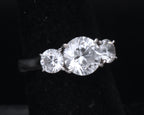 Sterling Silver Three-Stone Cubic Zirconia Ring - Size 6