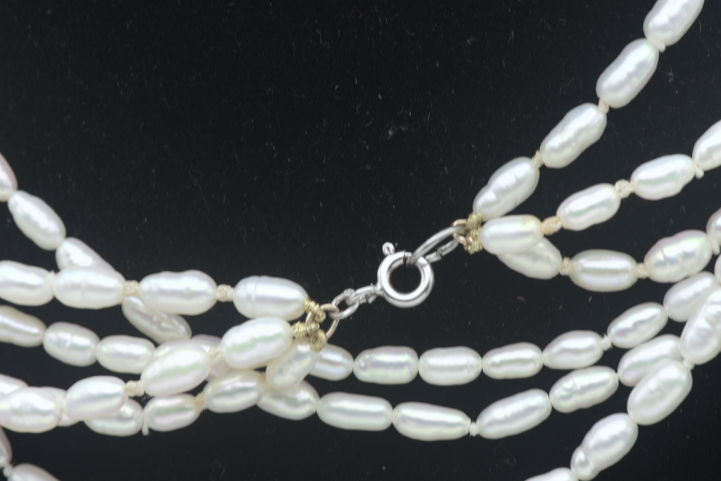 Vintage Triple Strand Freshwater Pearls Necklace - 33"
