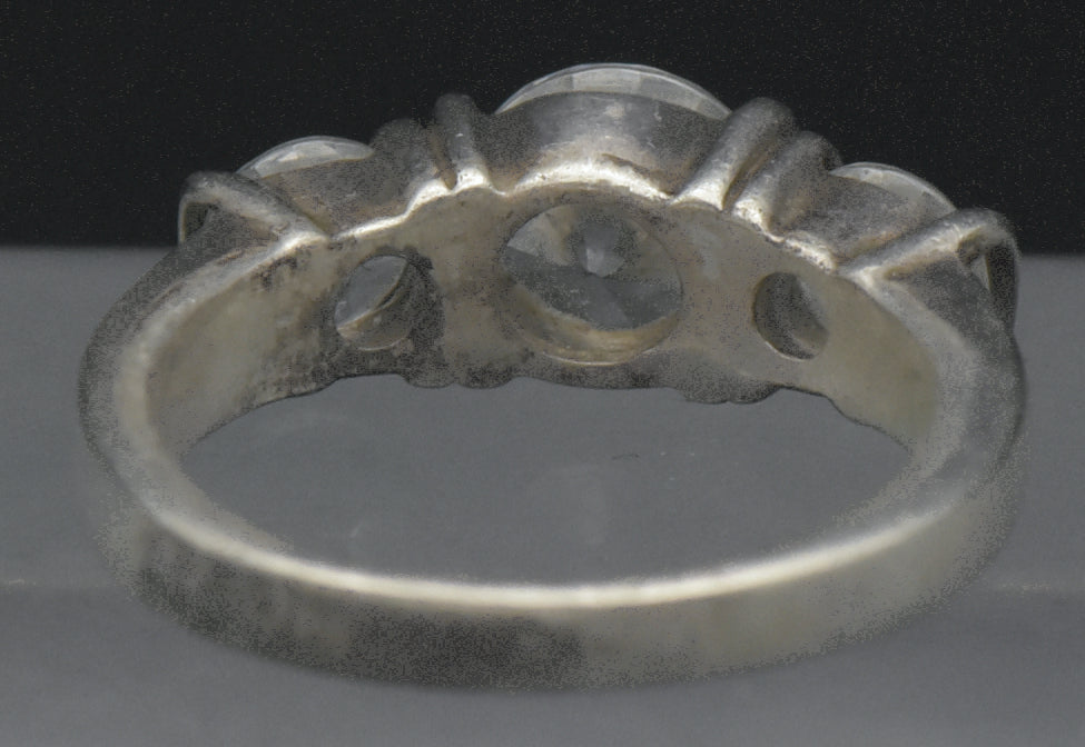Vintage Sterling Silver Three-Stone CZ Ring - Size 6