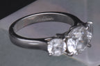 Sterling Silver Three-Stone Cubic Zirconia Ring - Size 6