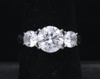 Sterling Silver Three-Stone Cubic Zirconia Ring - Size 6