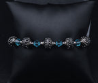 Vintage Silver Tone Metal and Glass Beaded Bracelet - 7.5"