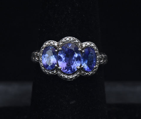 Vintage Tanzanite Sterling Silver Ring - Size 6