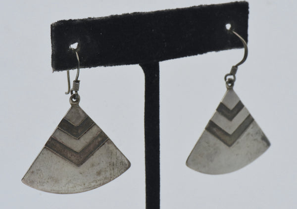 Vintage Sterling Silver Triangular Dangle Earrings