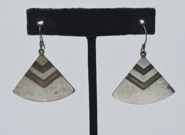 Vintage Sterling Silver Triangular Dangle Earrings