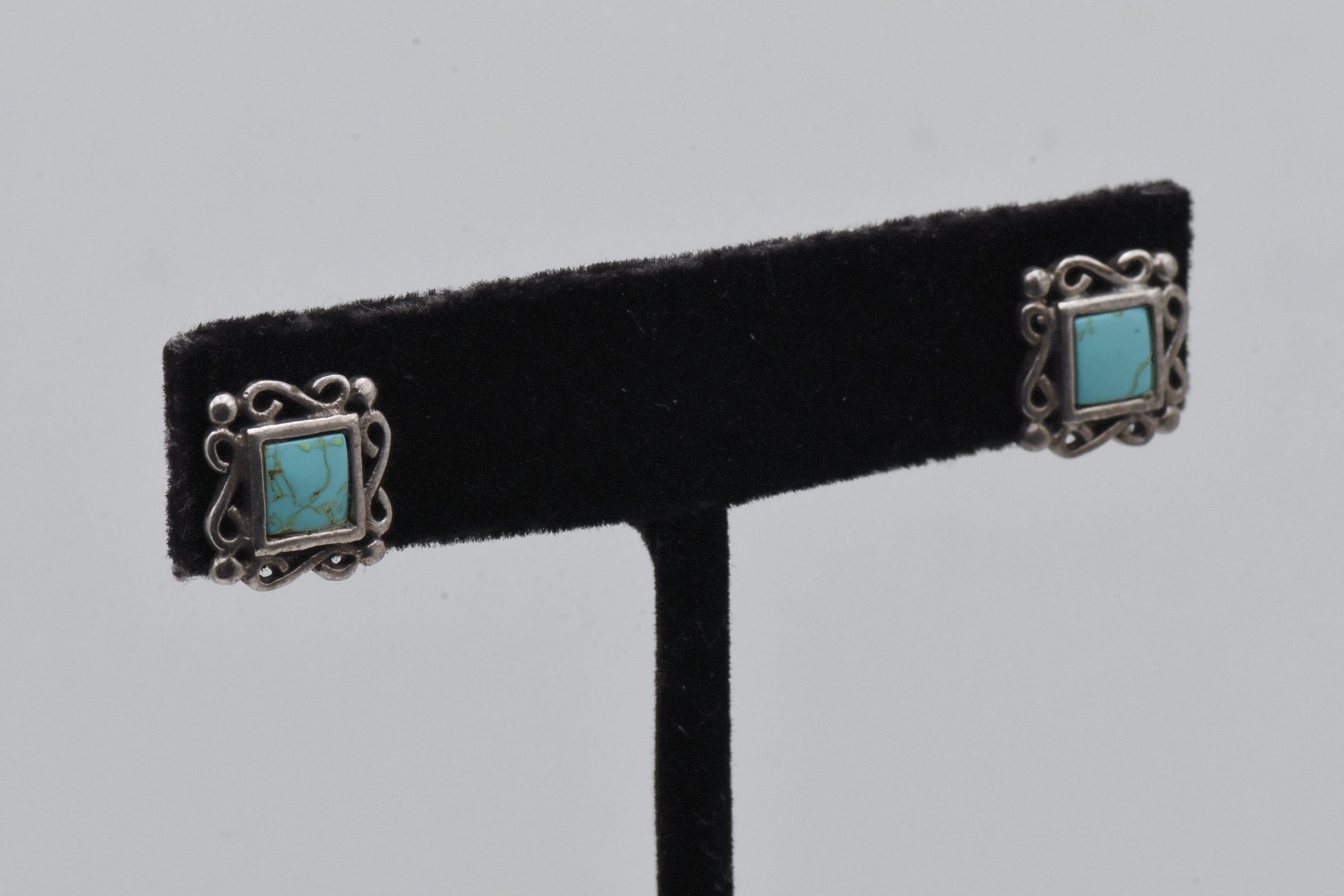 Vintage Sterling Silver Faux Turquoise Earrings