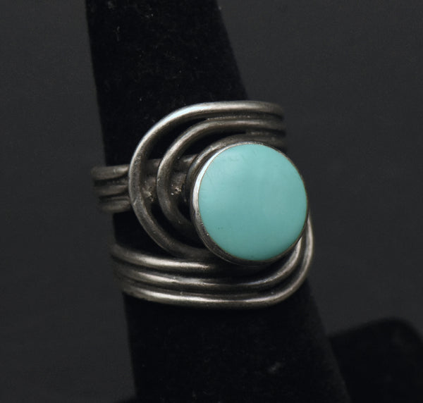 Vintage Sterling Silver Faux Turquoise Ring - Size 5.5