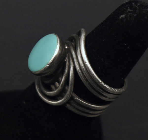 Vintage Sterling Silver Faux Turquoise Ring - Size 5.5