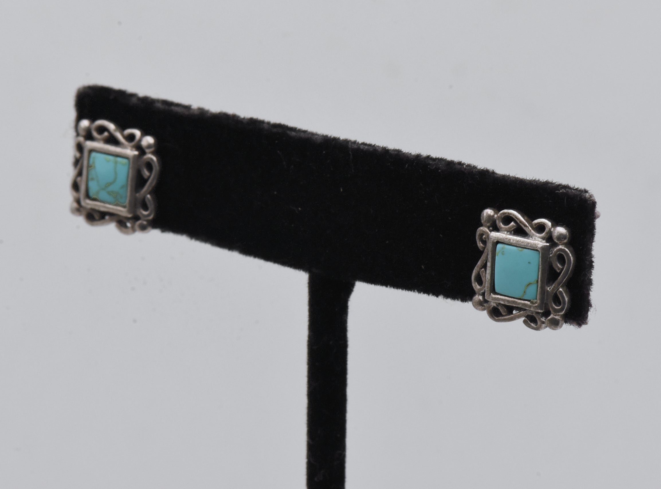 Vintage Sterling Silver Faux Turquoise Earrings