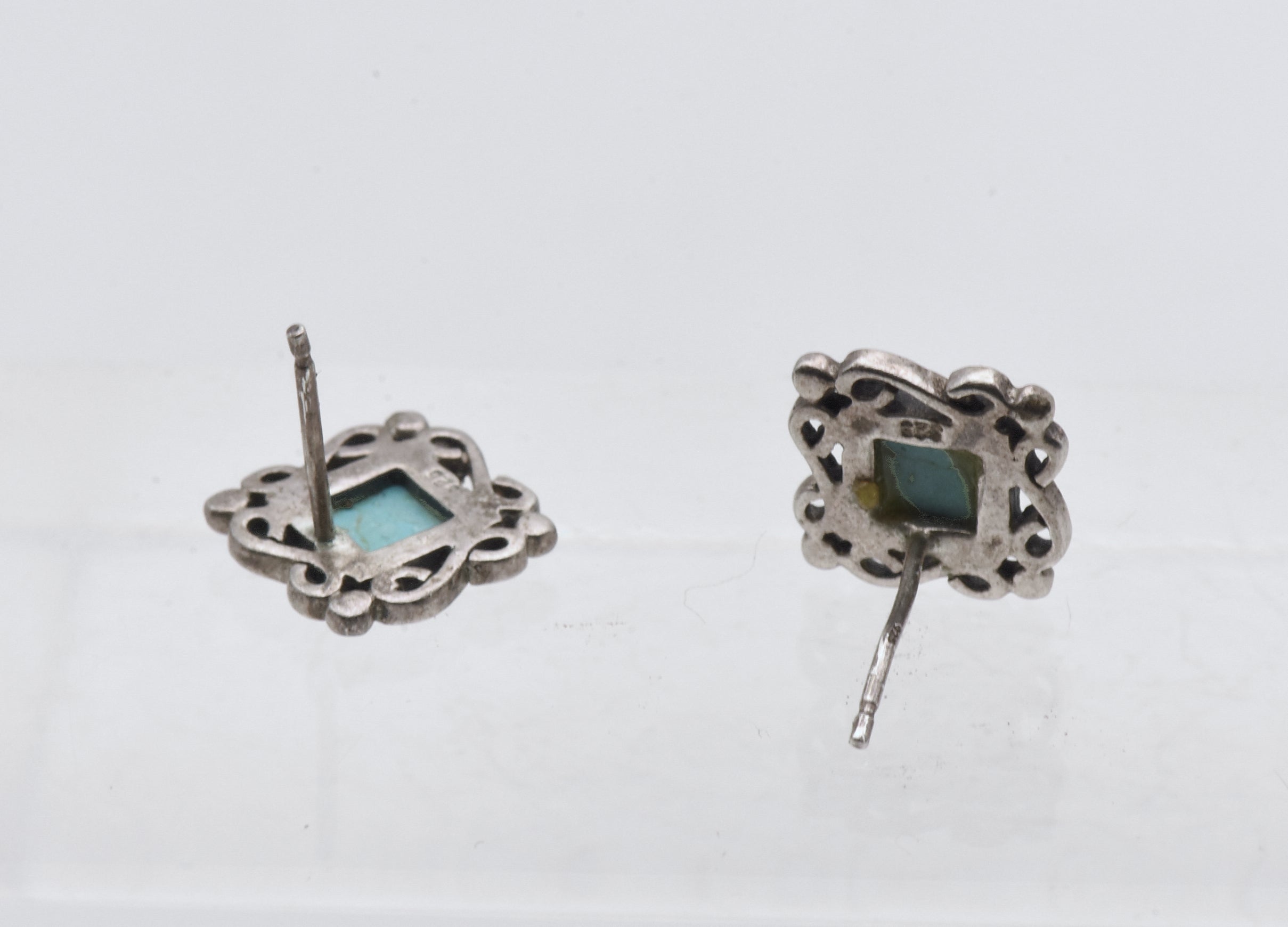 Vintage Sterling Silver Faux Turquoise Earrings