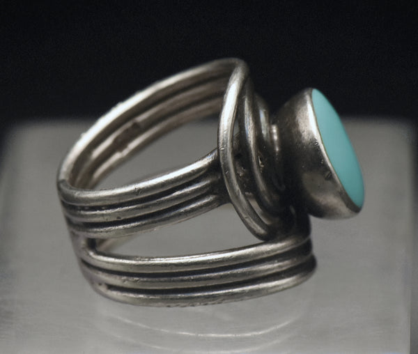 Vintage Sterling Silver Faux Turquoise Ring - Size 5.5