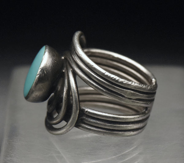 Vintage Sterling Silver Faux Turquoise Ring - Size 5.5