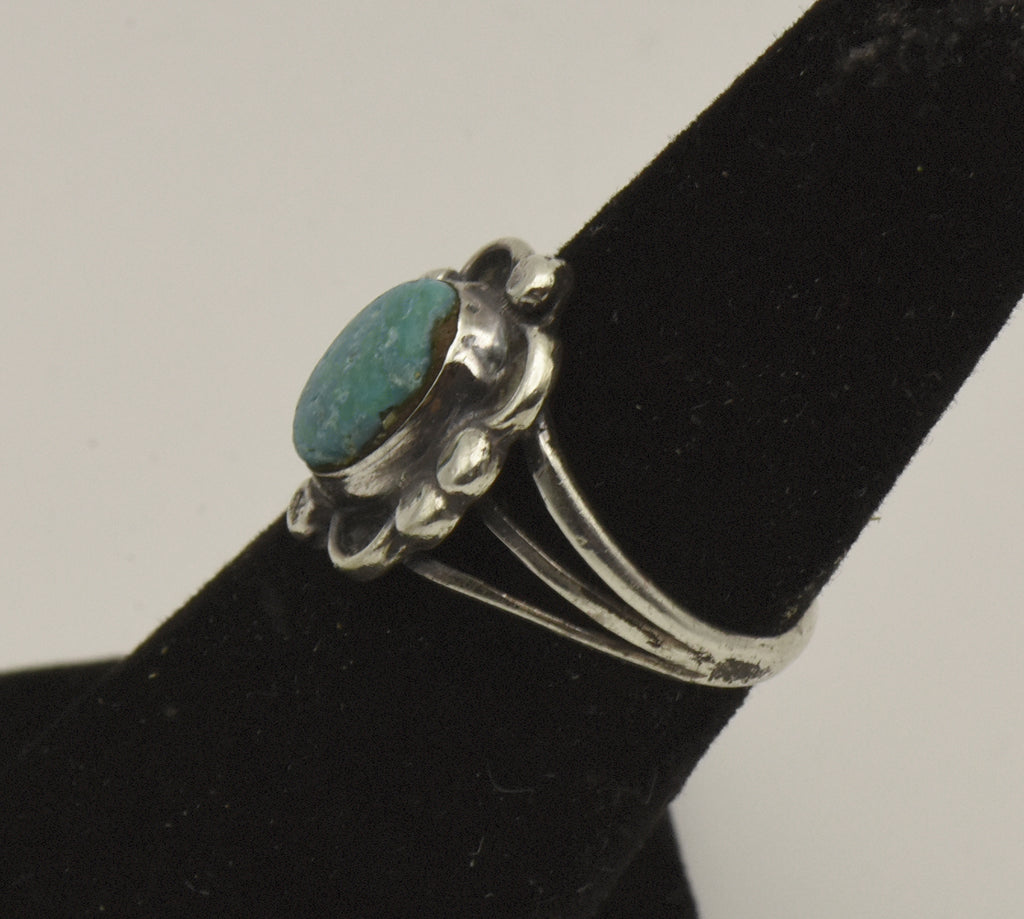 Vintage Handmade Turquoise Sterling Silver Ring - Size 5