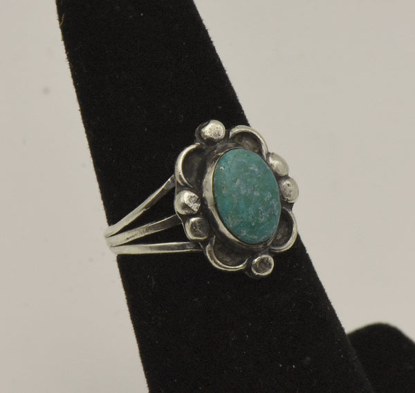 Vintage Handmade Turquoise Sterling Silver Ring - Size 5