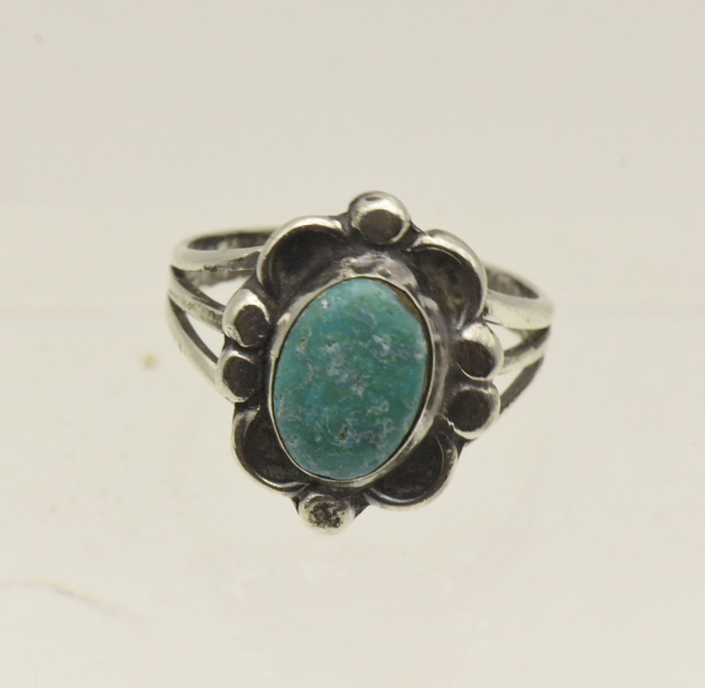 Vintage Handmade Turquoise Sterling Silver Ring - Size 5