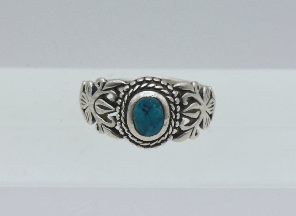 Vintage Handmade Sterling Silver and Turquoise Ring - Size 6.25 BROKEN SHANK