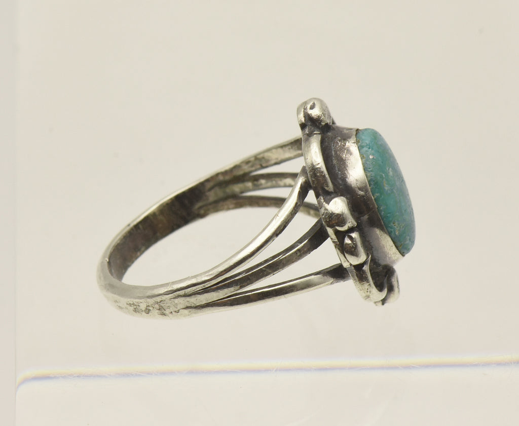 Vintage Handmade Turquoise Sterling Silver Ring - Size 5