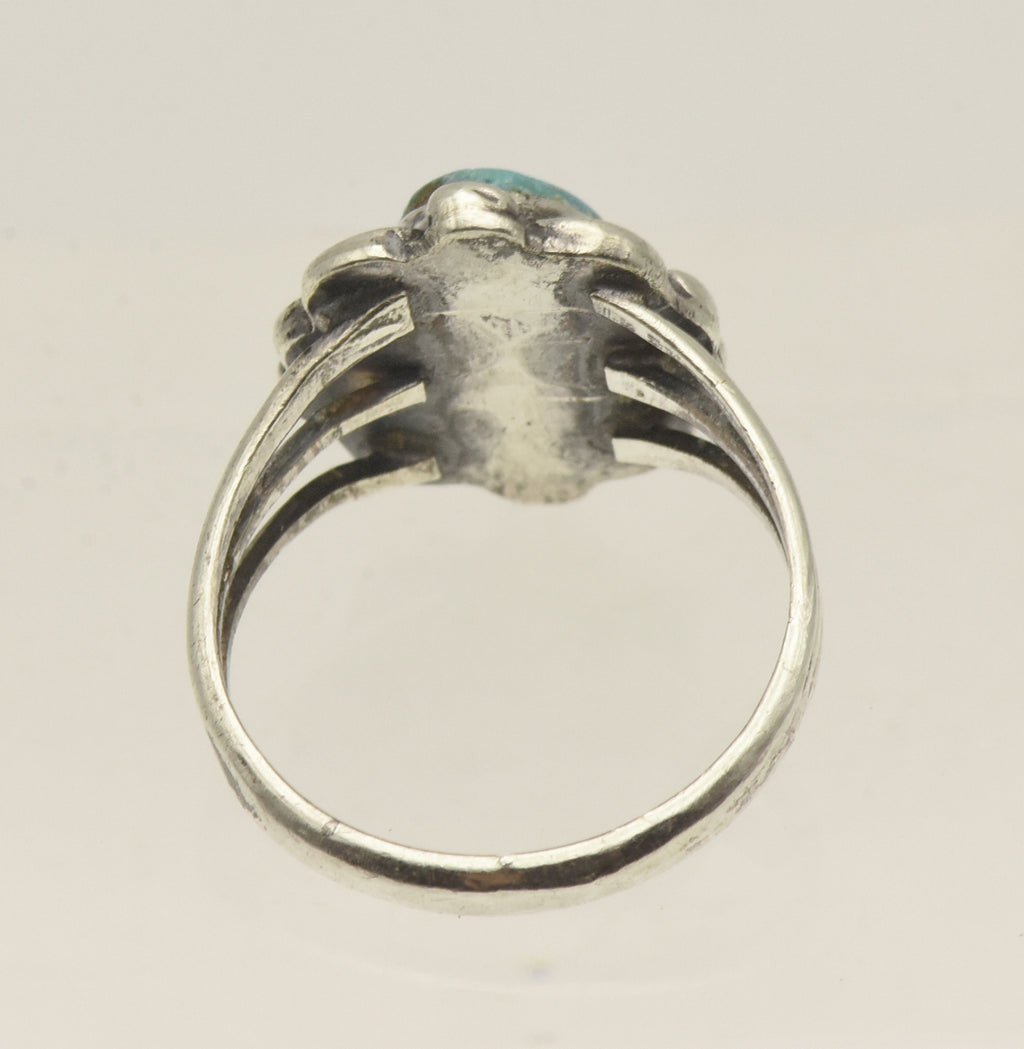 Vintage Handmade Turquoise Sterling Silver Ring - Size 5