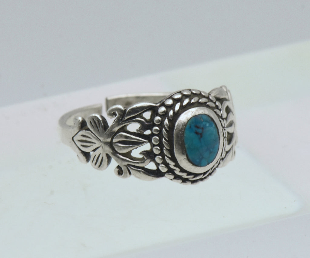 Vintage Handmade Sterling Silver and Turquoise Ring - Size 6.25 BROKEN SHANK