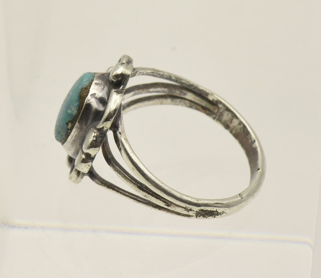 Vintage Handmade Turquoise Sterling Silver Ring - Size 5