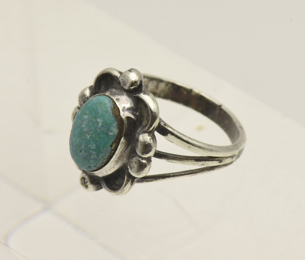 Vintage Handmade Turquoise Sterling Silver Ring - Size 5
