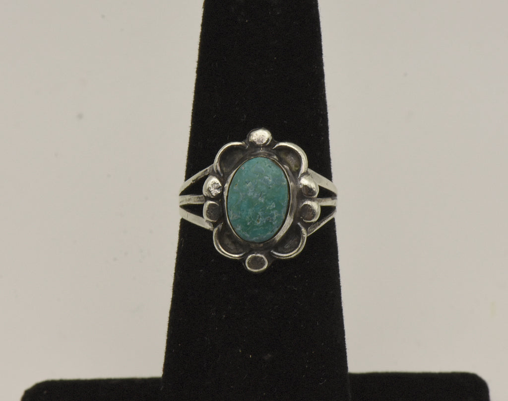 Vintage Handmade Turquoise Sterling Silver Ring - Size 5