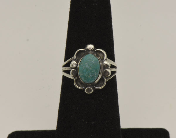 Vintage Handmade Turquoise Sterling Silver Ring - Size 5