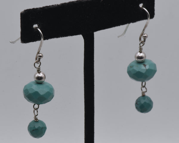 Vintage Turquoise Sterling Silver Dangle Earrings