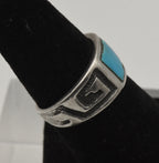 Vintage Handmade Sterling Silver Turquoise Southwestern Style Ring - Size 6
