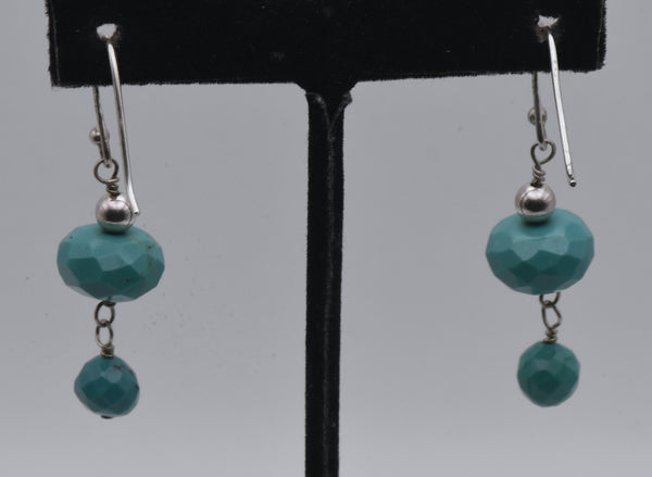 Vintage Turquoise Sterling Silver Dangle Earrings