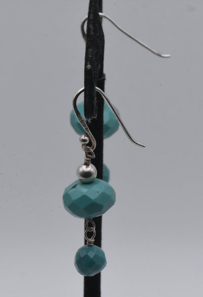 Vintage Turquoise Sterling Silver Dangle Earrings