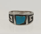 Vintage Handmade Sterling Silver Turquoise Southwestern Style Ring - Size 6