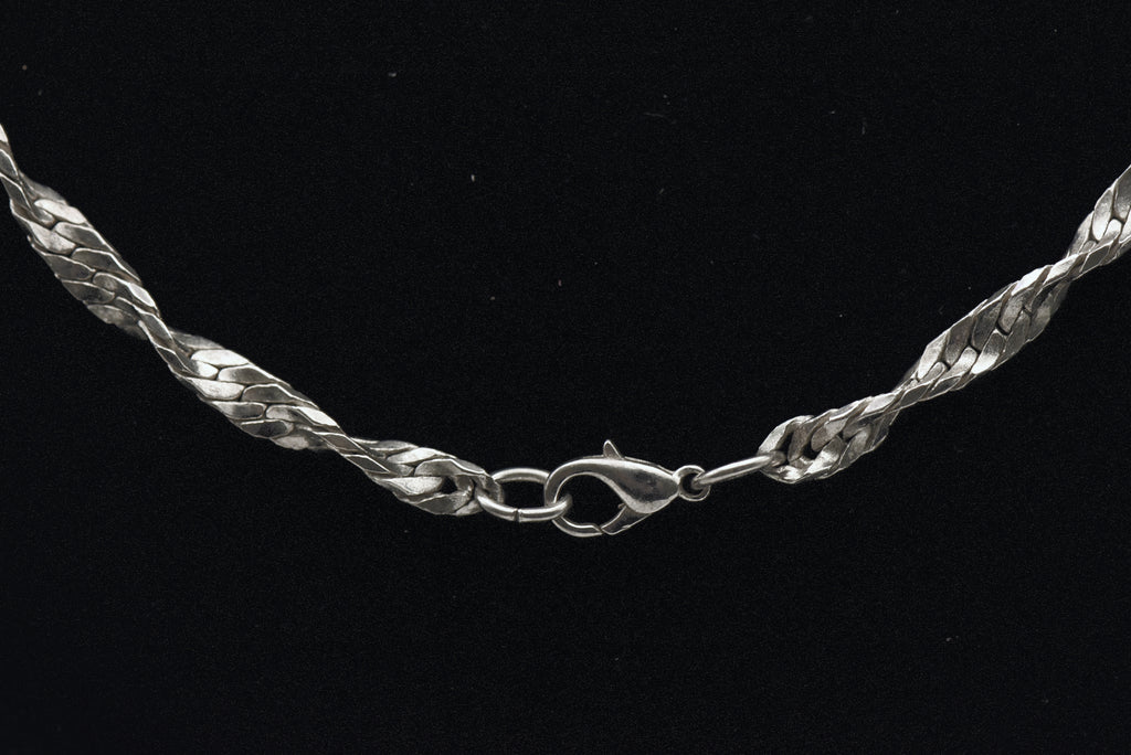 Vintage Silver Tone Metal Twisted Link Chain Necklace - 24"