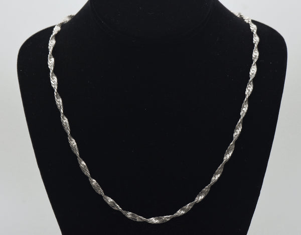 Vintage Silver Tone Metal Twisted Link Chain Necklace - 24"