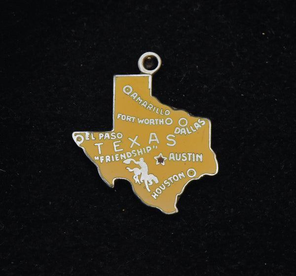 Vintage Texas Sterling Silver and Enamel Charm