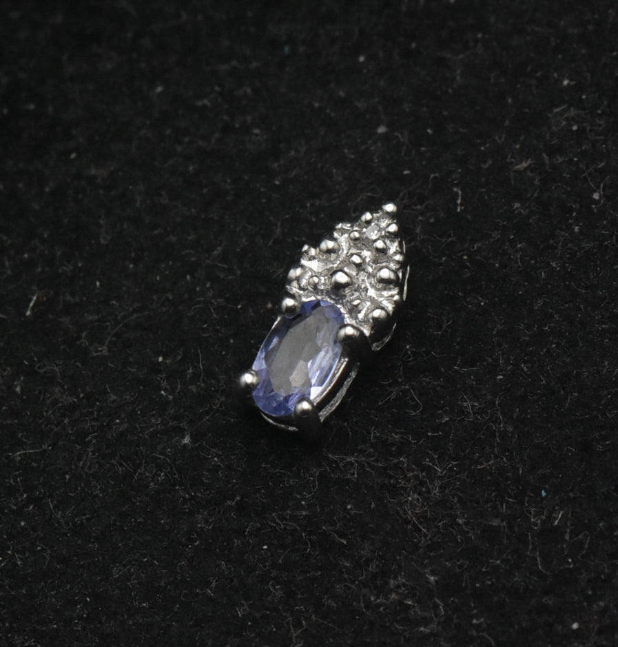 Vintage 10k White Gold Tanzanite and Diamond Tiny Pendant