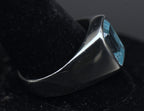 Vintage Sterling Silver Imitation Blue Topaz Ring - Size 12.25