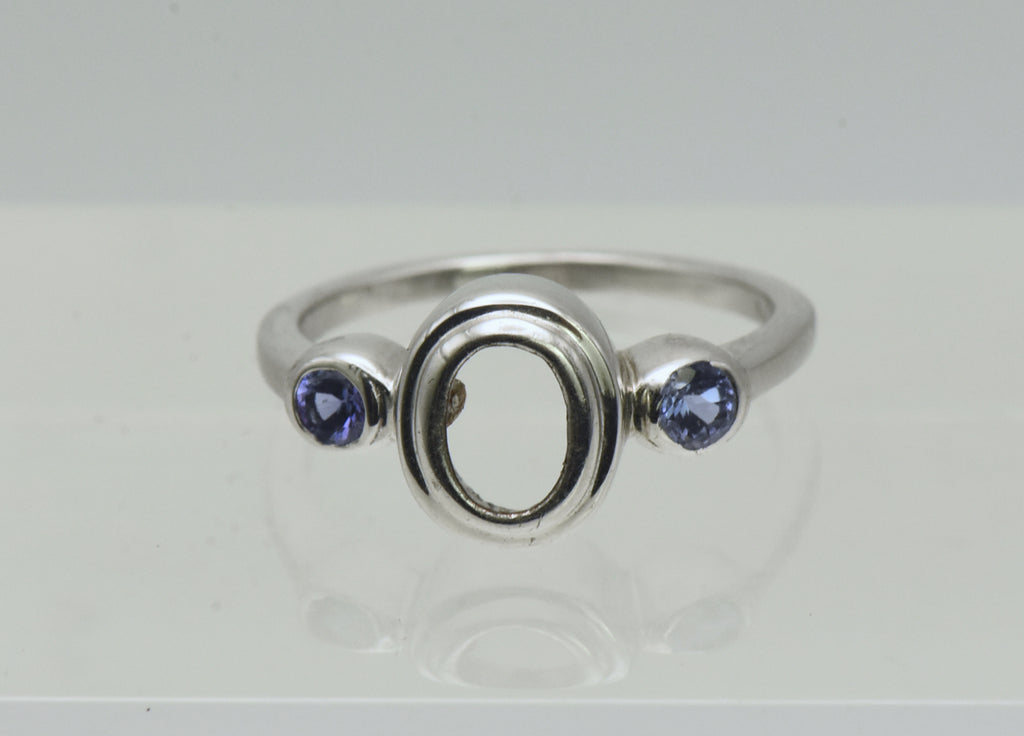 Vintage Tanzanite Accented Sterling Silver Semi-Mount- Size 5.75