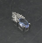 Vintage 10k White Gold Tanzanite and Diamond Tiny Pendant