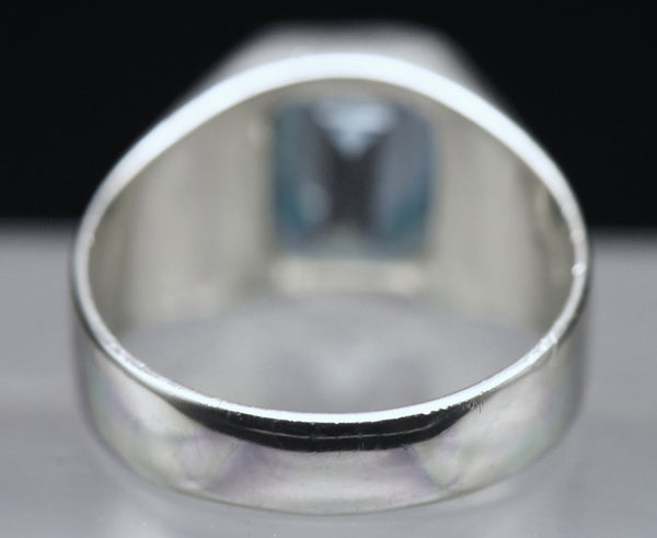 Vintage Sterling Silver Imitation Blue Topaz Ring - Size 12.25