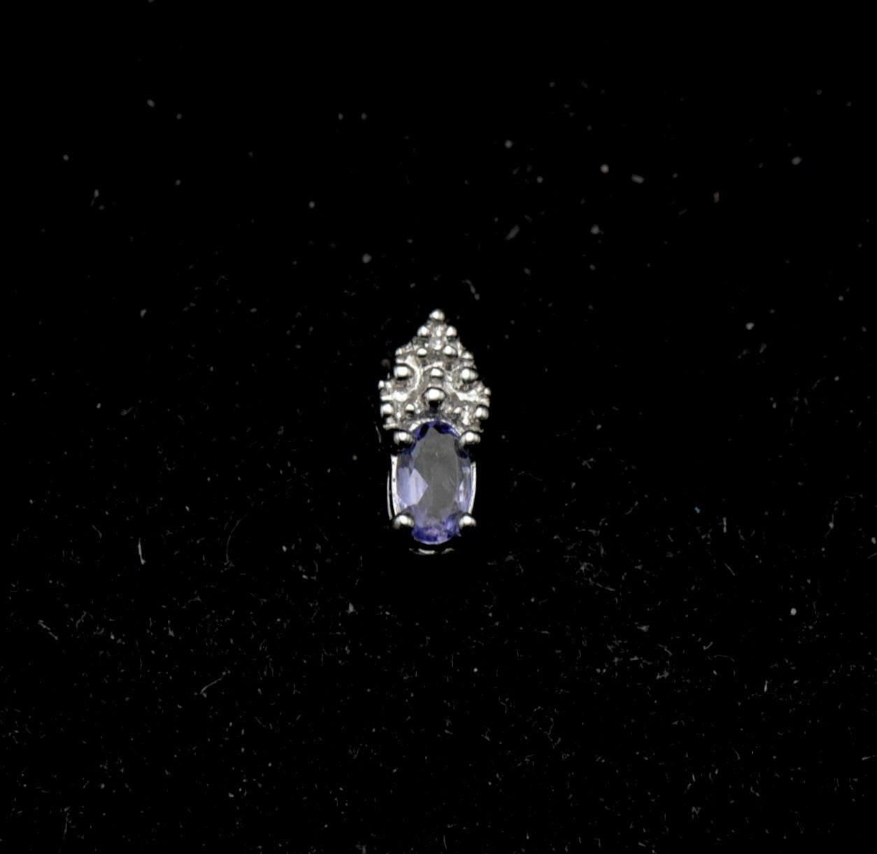 Vintage 10k White Gold Tanzanite and Diamond Tiny Pendant